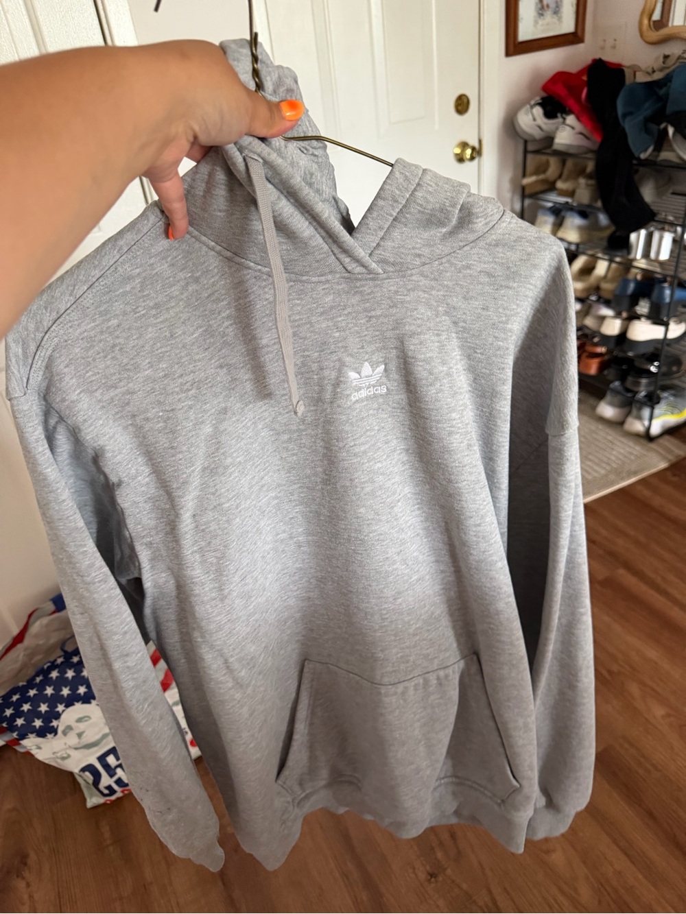 Adidas Essentials Oversized Hoodie Heather Gray Women’s Small